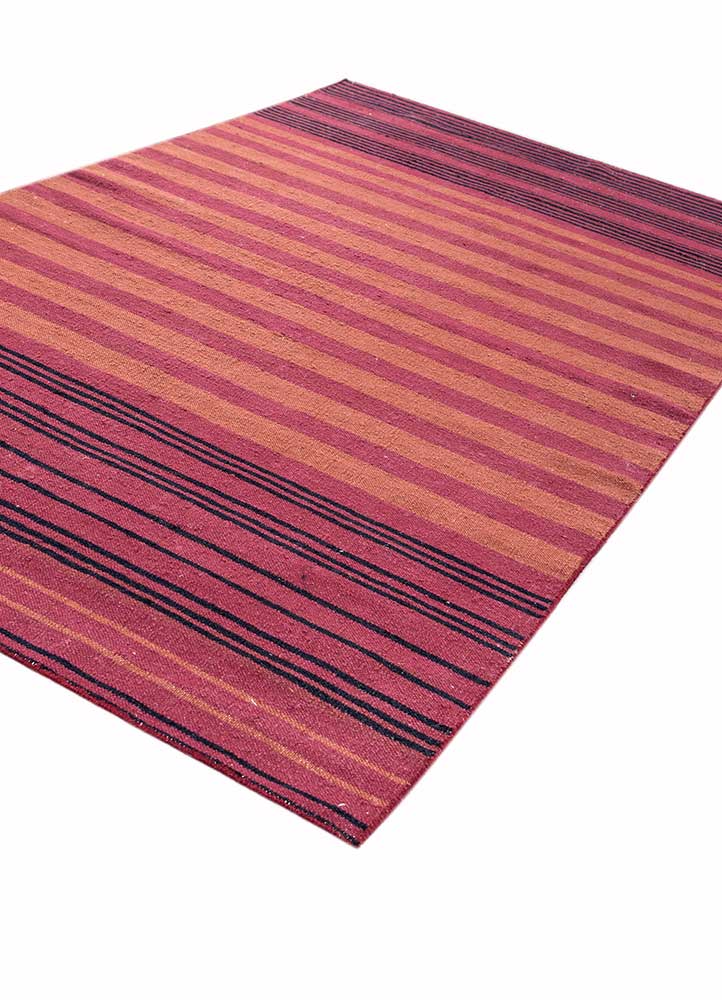 indusbar red and orange wool Flat Weaves Rug - FloorShot