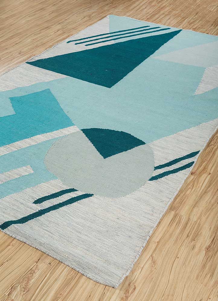 orenda blue wool Flat Weaves Rug - FloorShot