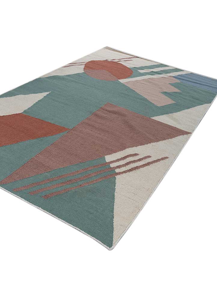 orenda blue wool Flat Weaves Rug - FloorShot