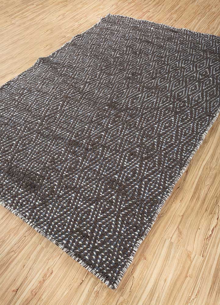 abrash beige and brown wool Flat Weaves Rug - FloorShot