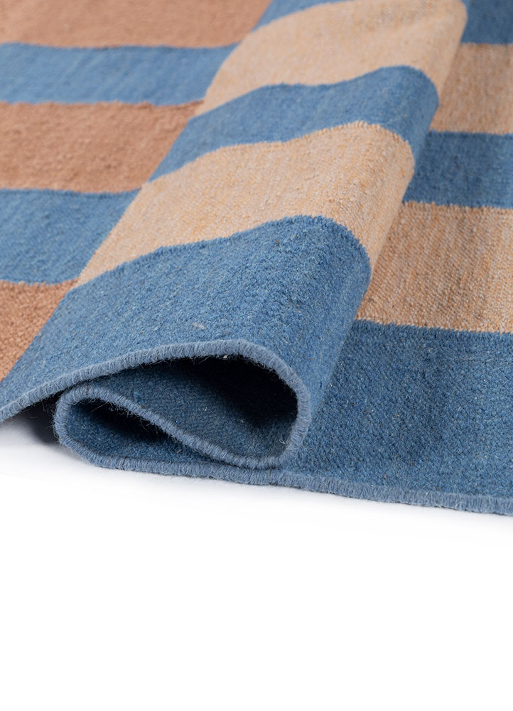 checkers red and orange wool Flat Weaves Rug - FloorShot