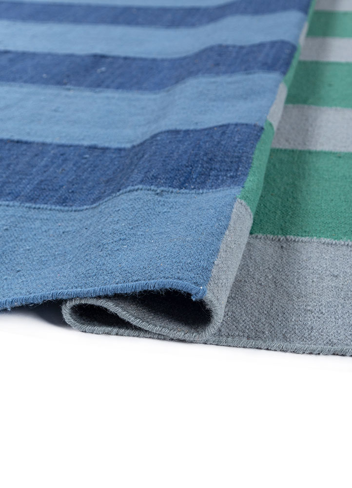 checkers blue wool Flat Weaves Rug - FloorShot