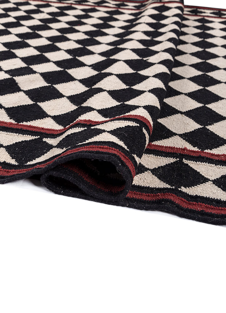 alhambra grey and black wool Flat Weaves Rug - FloorShot