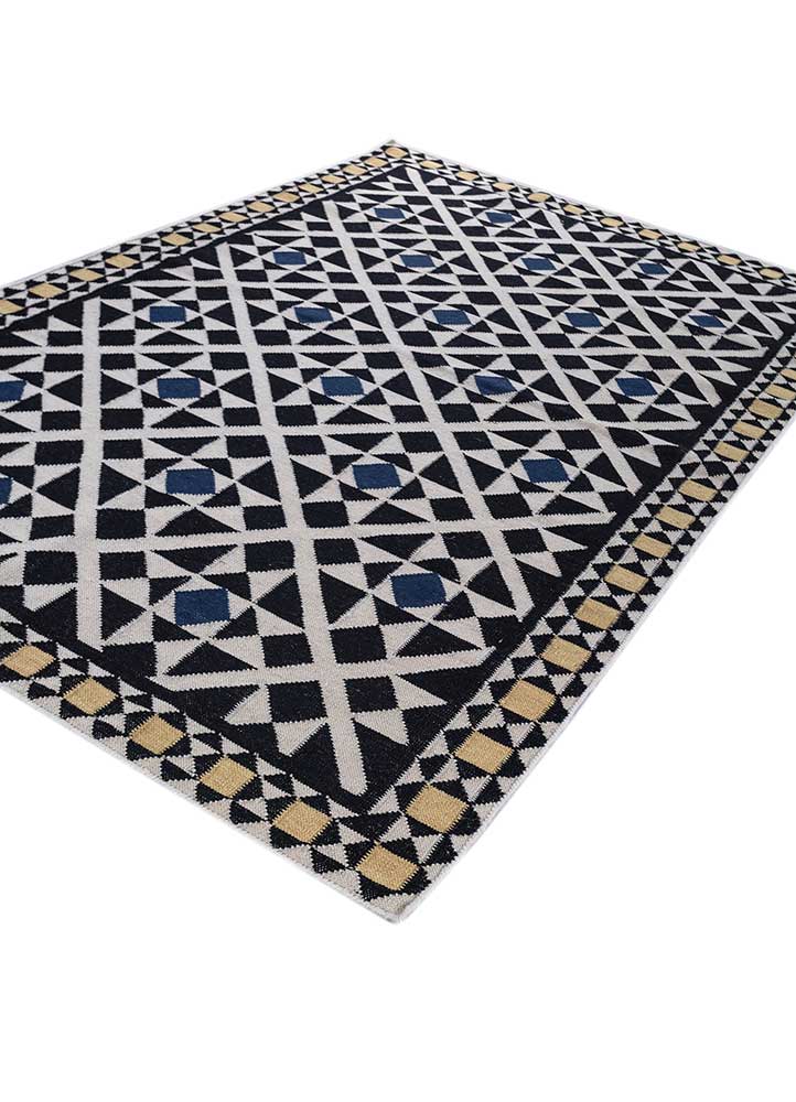 alhambra grey and black wool Flat Weaves Rug - FloorShot