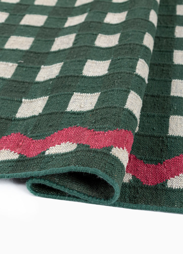 alhambra green wool Flat Weaves Rug - FloorShot