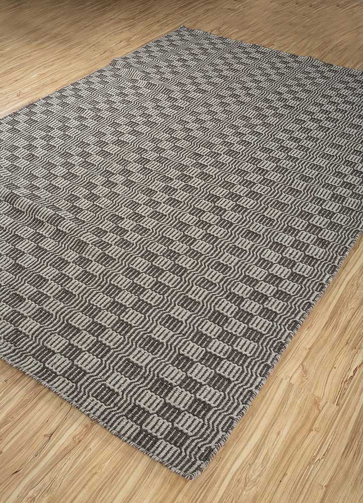 abrash beige and brown wool Flat Weaves Rug - FloorShot