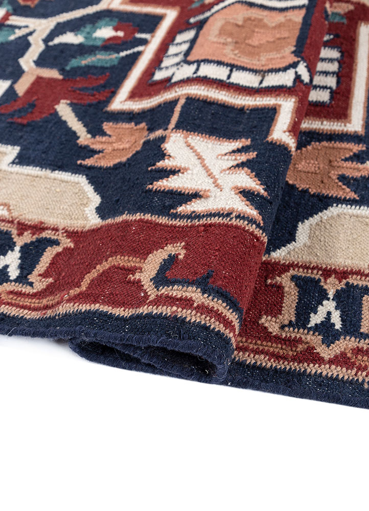 bedouin blue wool Flat Weaves Rug - FloorShot