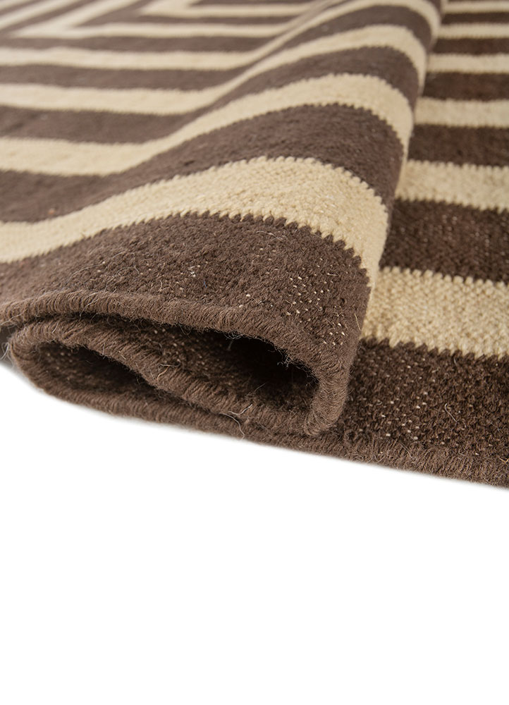 alhambra beige and brown wool Flat Weaves Rug - FloorShot