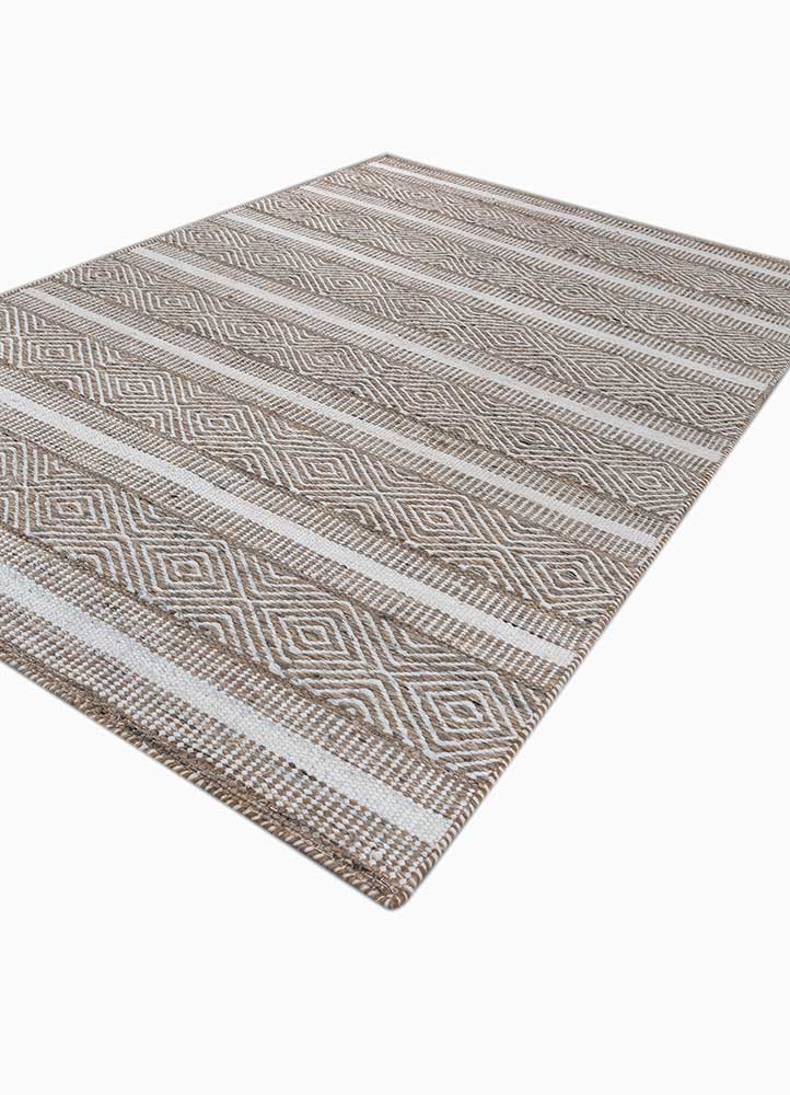 abrash beige and brown wool Flat Weaves Rug - FloorShot