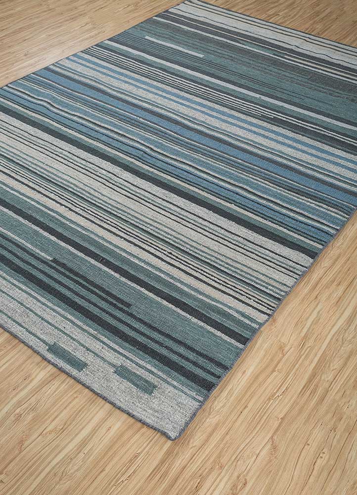 indusbar blue wool Flat Weaves Rug - FloorShot