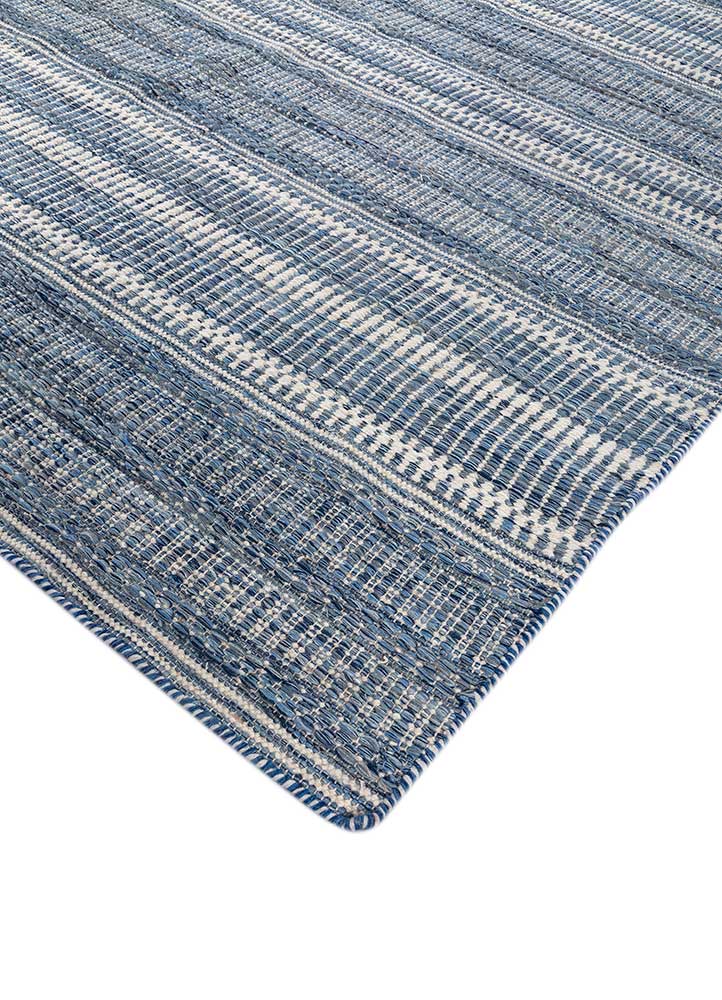 abrash blue wool and viscose Flat Weaves Rug - FloorShot