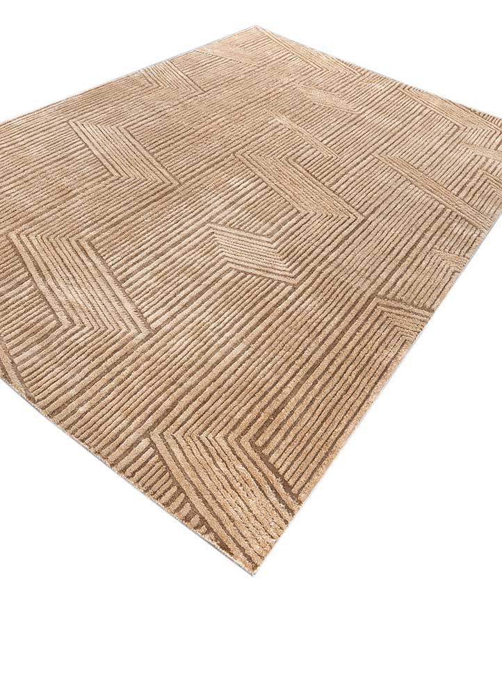aprezo beige and brown cotton Hand Knotted Rug - FloorShot