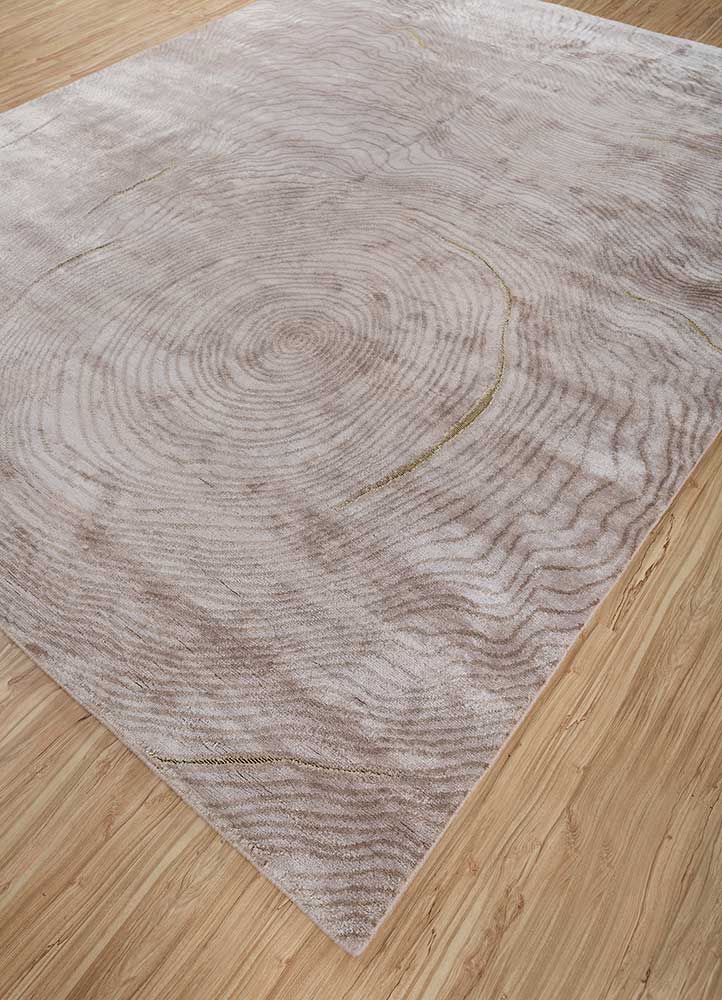 azalea beige and brown bamboo silk Hand Knotted Rug - FloorShot