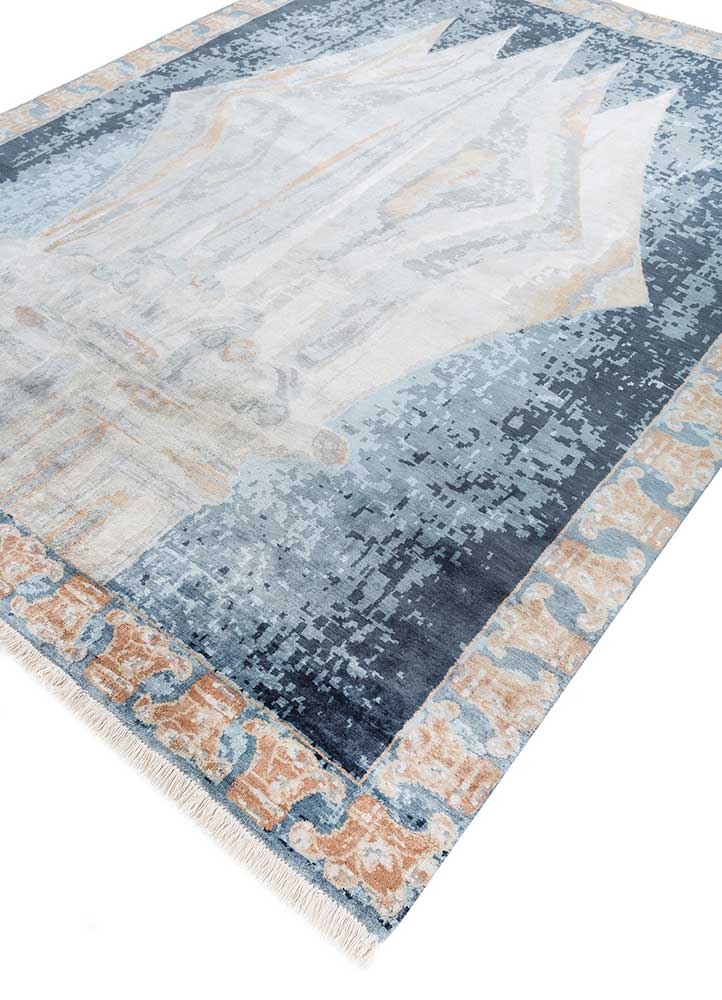 woven gems blue silk Hand Knotted Rug - FloorShot