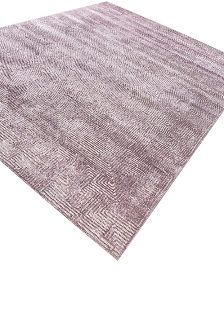 azalea pink and purple wool and bamboo silk Hand Knotted Rug - FloorShot