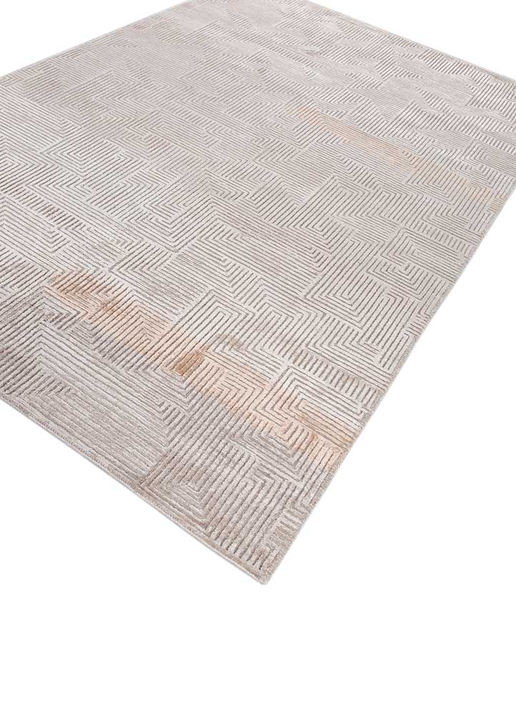 azalea beige and brown wool and bamboo silk Hand Knotted Rug - FloorShot