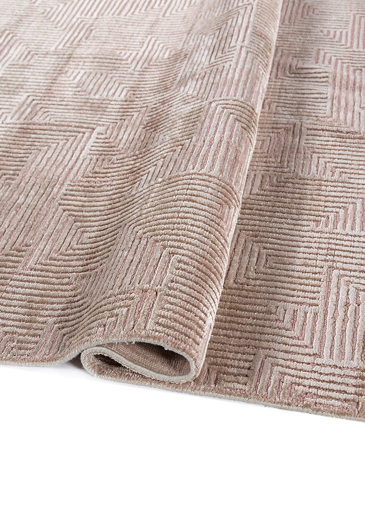 azalea beige and brown wool and bamboo silk Hand Knotted Rug - FloorShot