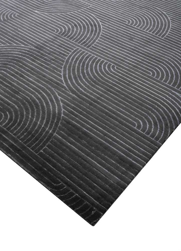 clan grey and black wool and bamboo silk Hand Knotted Rug - FloorShot