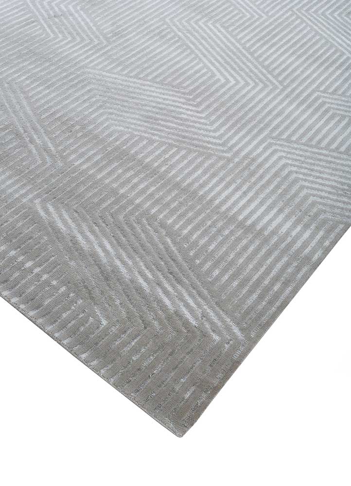 clan grey and black wool and bamboo silk Hand Knotted Rug - FloorShot
