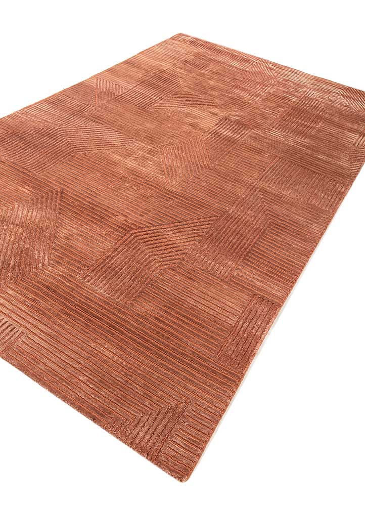azalea red and orange wool and bamboo silk Hand Knotted Rug - FloorShot