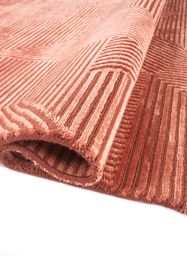 azalea red and orange wool and bamboo silk Hand Knotted Rug - FloorShot