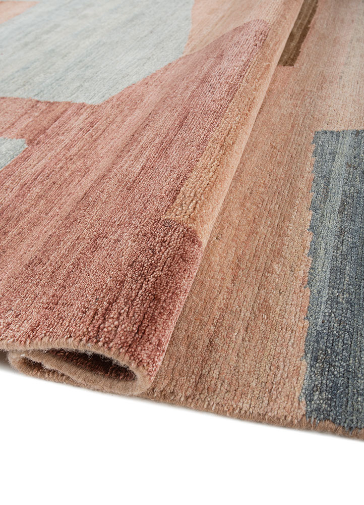 blythe red and orange wool Hand Knotted Rug - FloorShot