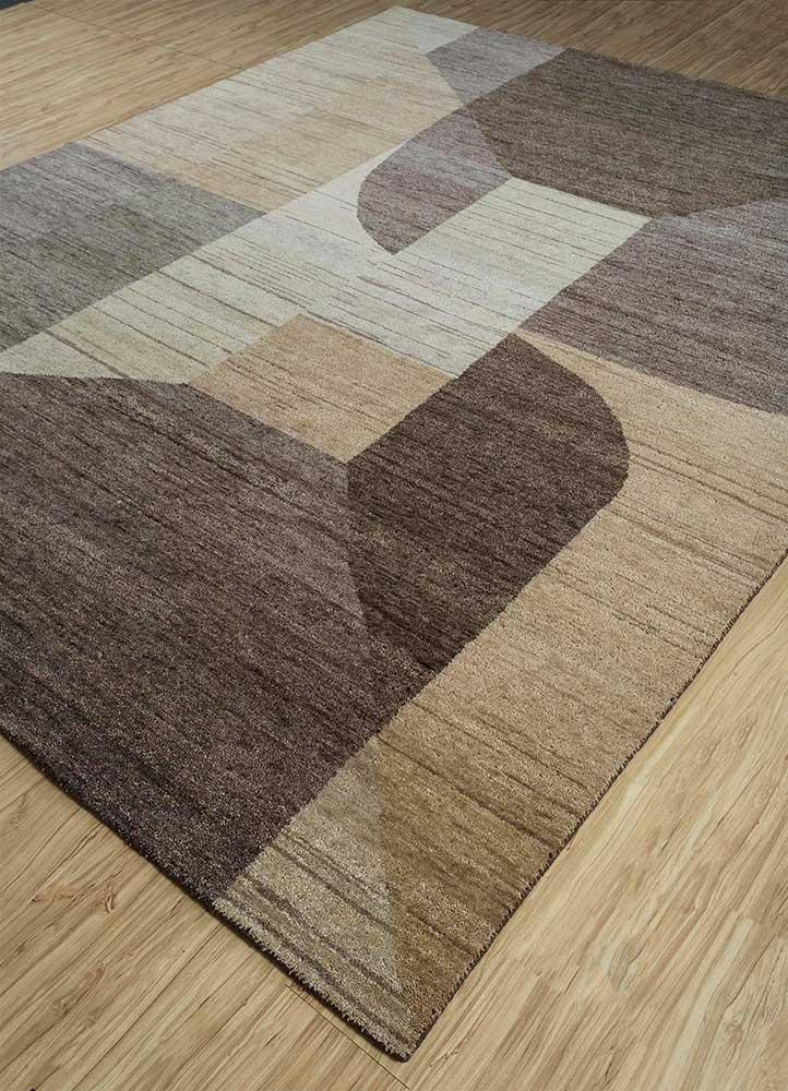 clan beige and brown wool Hand Knotted Rug - FloorShot