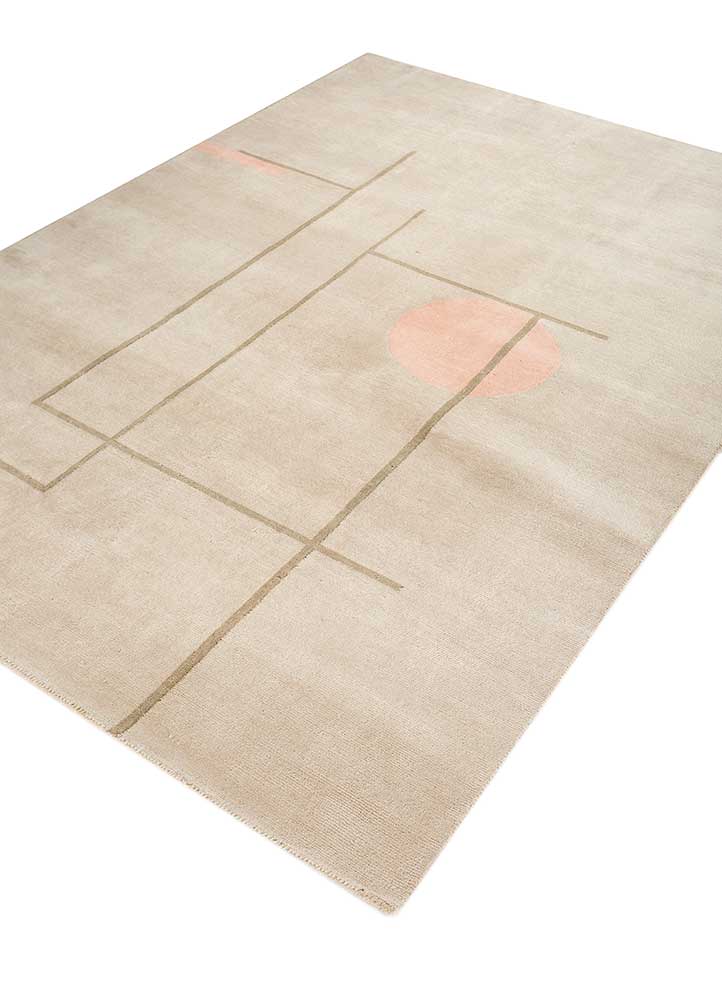 sthir beige and brown wool Hand Knotted Rug - FloorShot