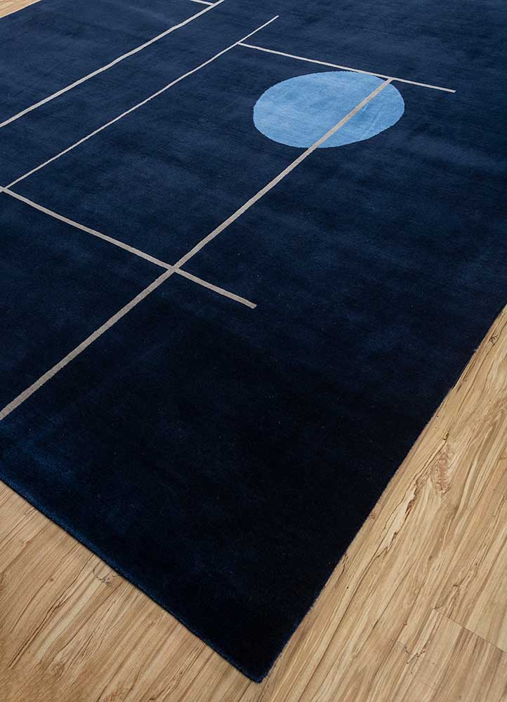 sthir blue wool Hand Knotted Rug - FloorShot