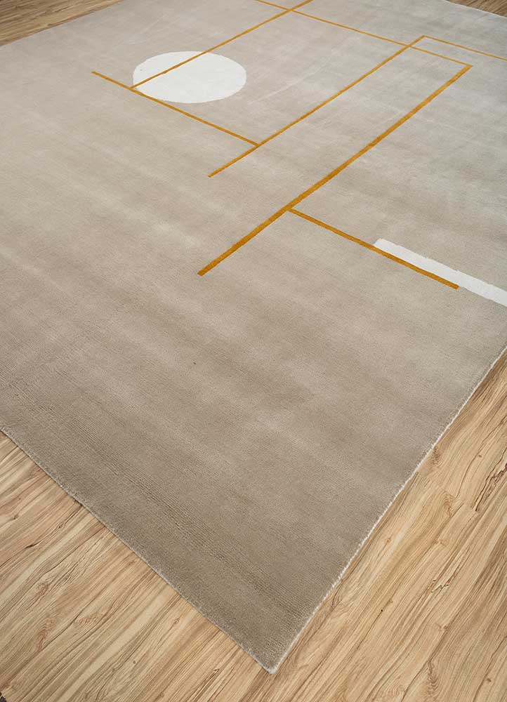 sthir gold wool Hand Knotted Rug - FloorShot