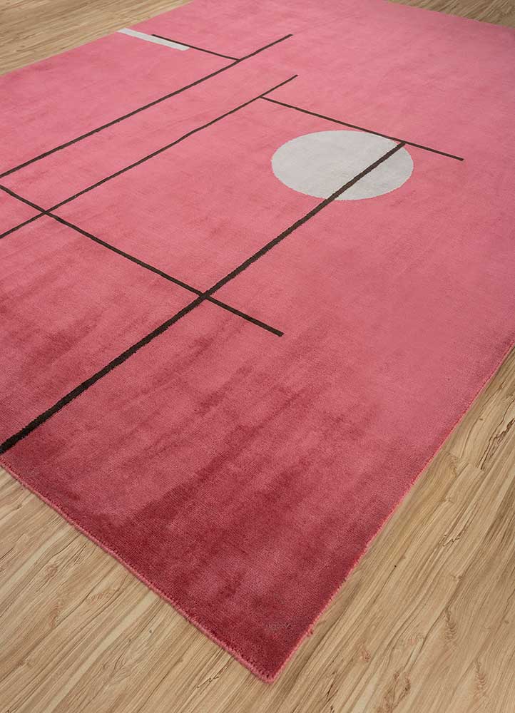 sthir red and orange wool Hand Knotted Rug - FloorShot