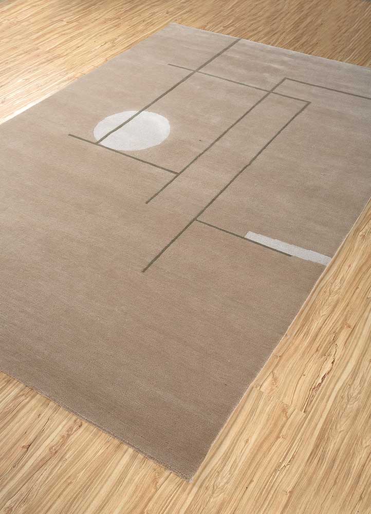 sthir beige and brown wool Hand Knotted Rug - FloorShot