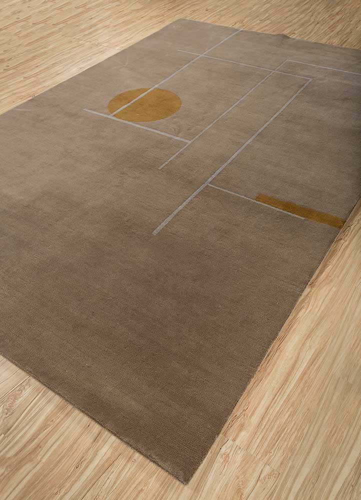 sthir beige and brown wool Hand Knotted Rug - FloorShot