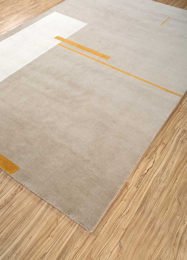 sthir gold wool Hand Knotted Rug - FloorShot