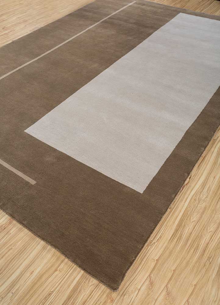 sthir beige and brown wool Hand Knotted Rug - FloorShot