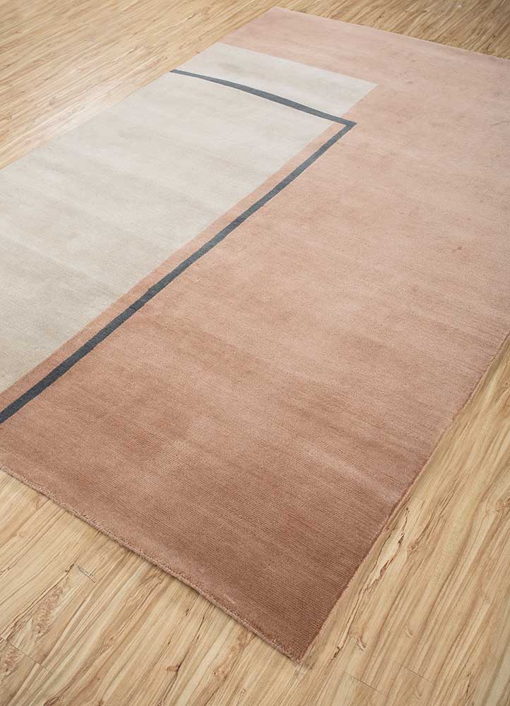 sthir red and orange wool Hand Knotted Rug - FloorShot