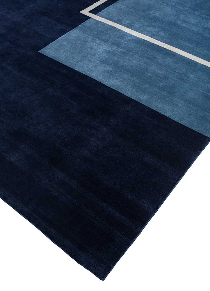 sthir blue wool Hand Knotted Rug - FloorShot