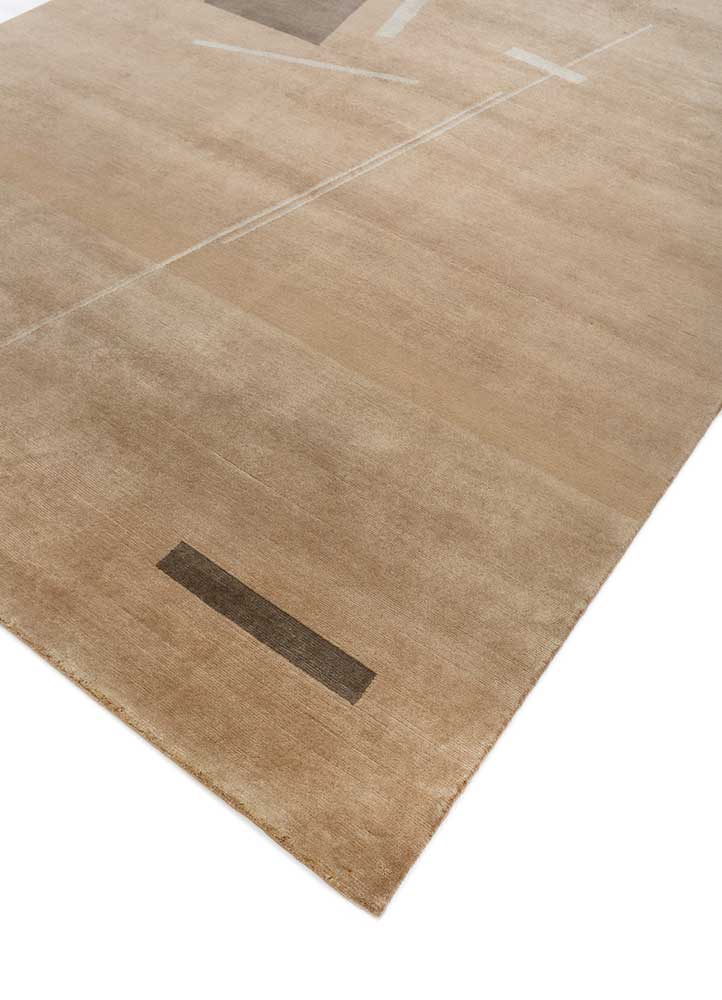 sthir beige and brown wool Hand Knotted Rug - FloorShot