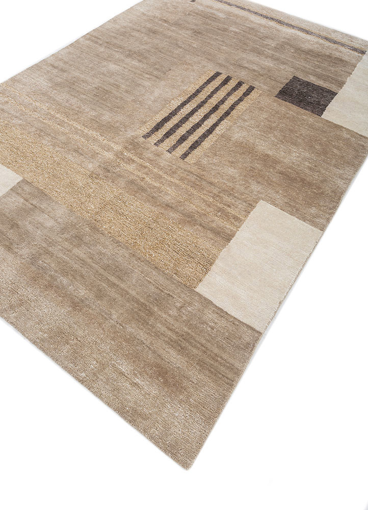 blythe beige and brown wool Hand Knotted Rug - FloorShot blythe beige and brown wool Hand Knotted Rug - FloorShot
