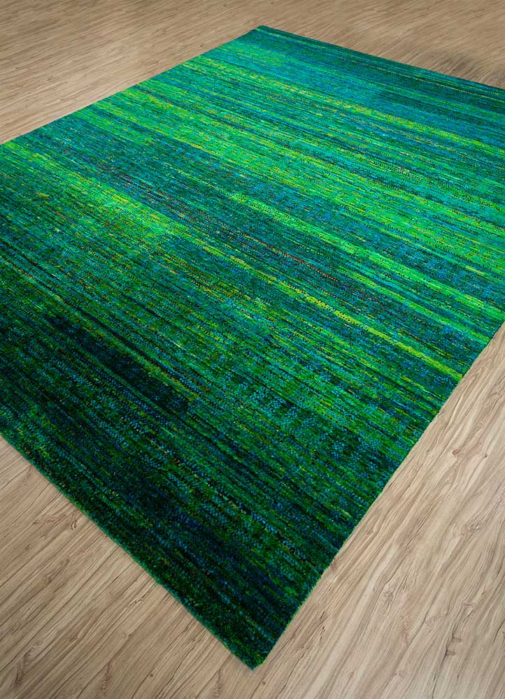 kairos green silk Hand Knotted Rug - FloorShot