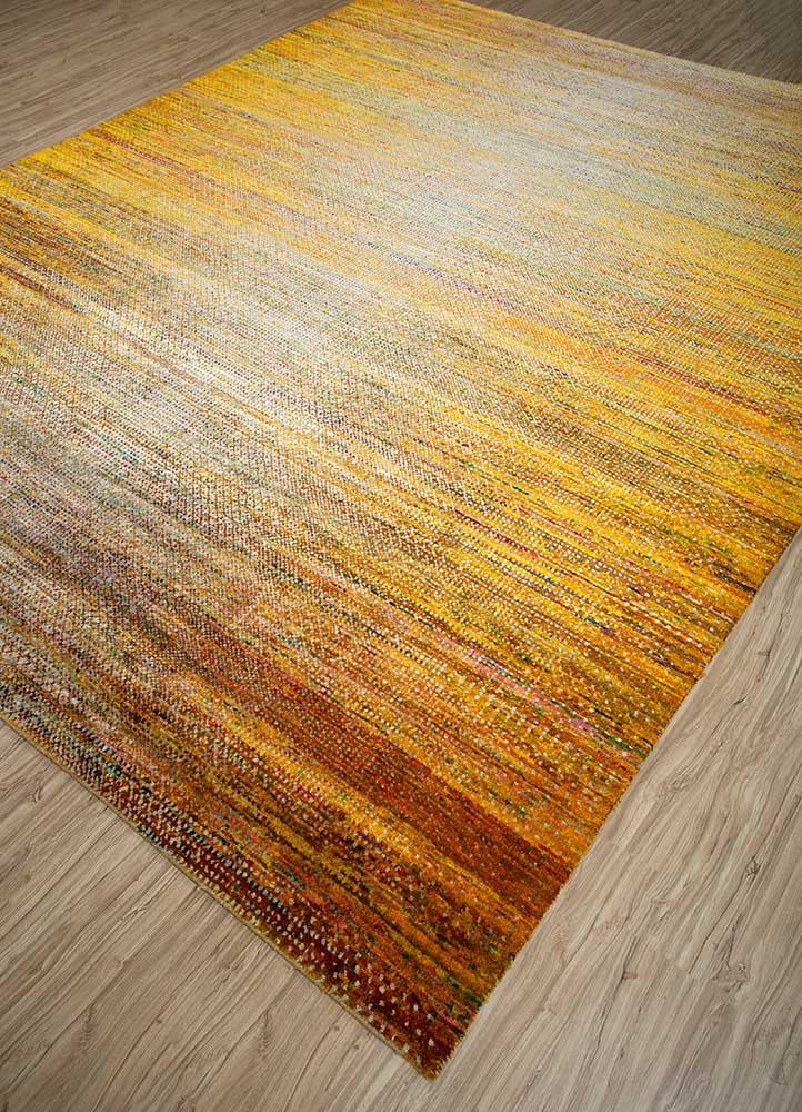 kairos gold silk Hand Knotted Rug - FloorShot