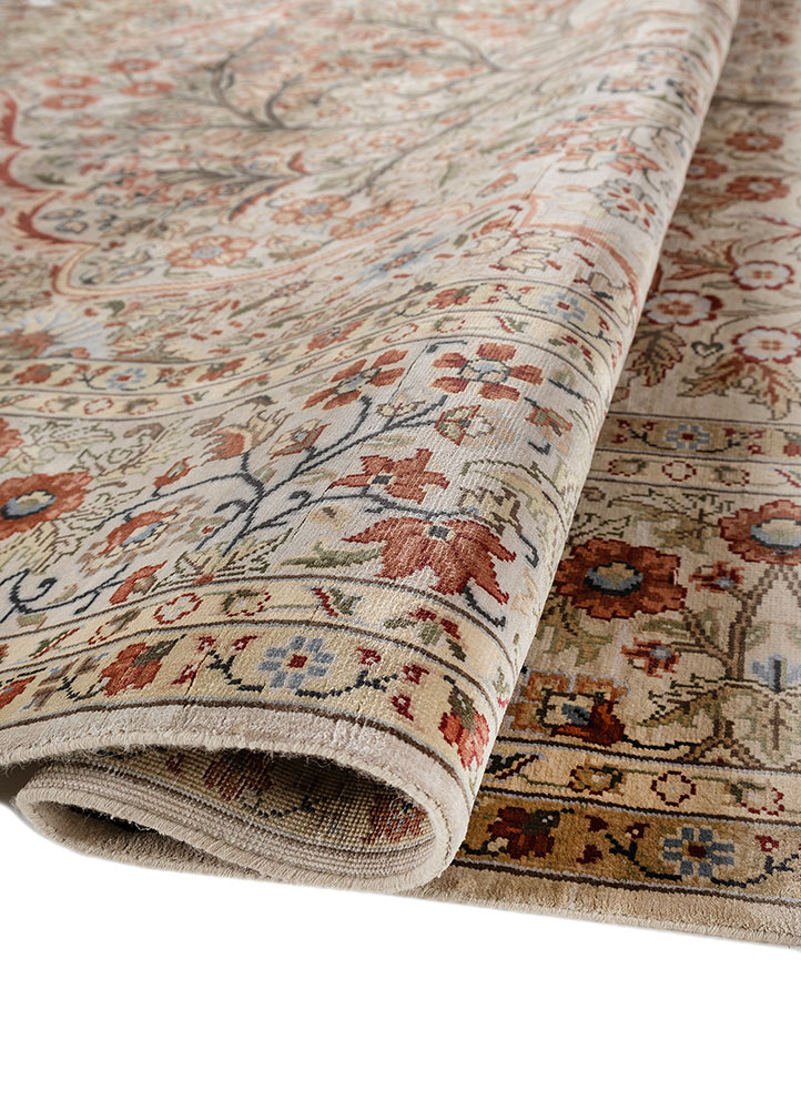 gulmarg ivory silk Hand Knotted Rug - FloorShot