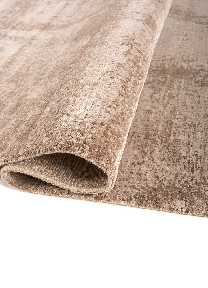 entropy beige and brown wool and bamboo silk Hand Knotted Rug - FloorShot