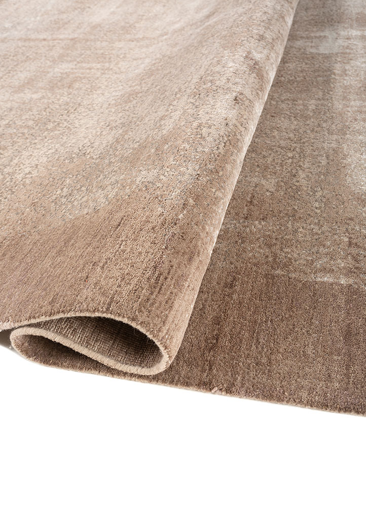 entropy beige and brown wool and bamboo silk Hand Knotted Rug - FloorShot