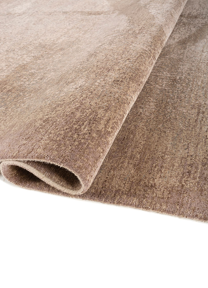 entropy beige and brown wool and bamboo silk Hand Knotted Rug - FloorShot
