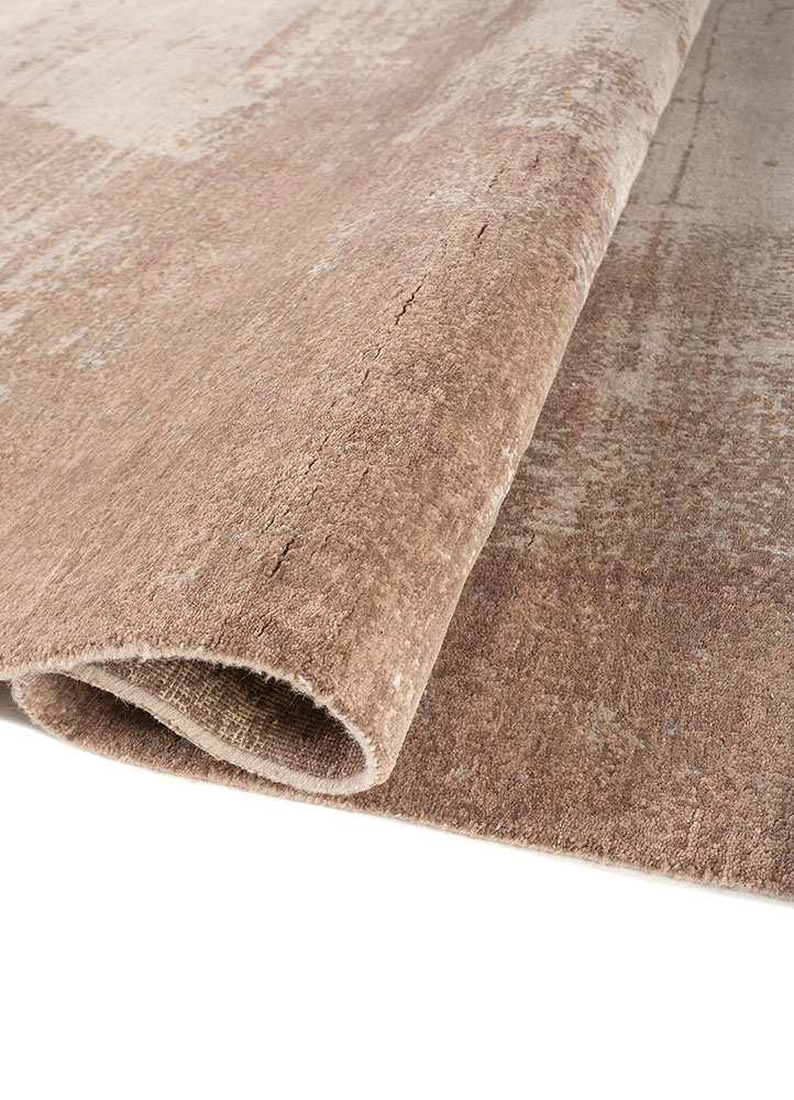 entropy beige and brown wool and bamboo silk Hand Knotted Rug - FloorShot