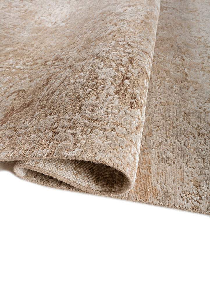 far east ivory wool and bamboo silk Hand Knotted Rug - FloorShot