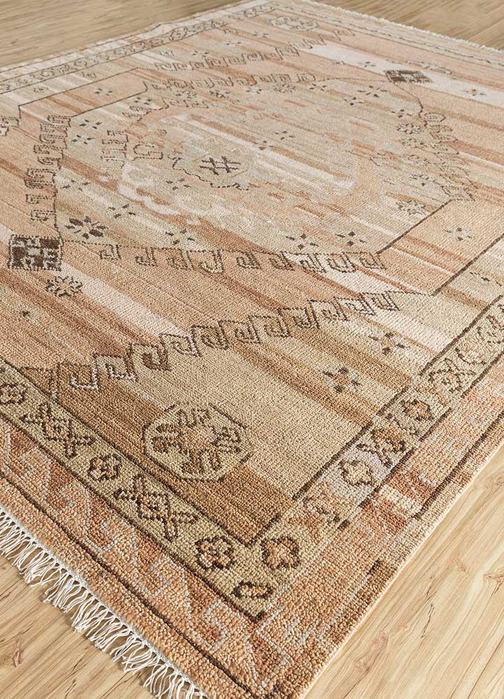 savana beige and brown wool Hand Knotted Rug - FloorShot