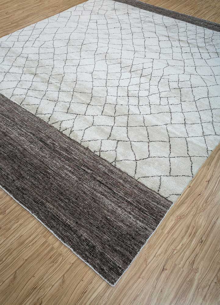 zuri beige and brown wool Hand Knotted Rug - FloorShot