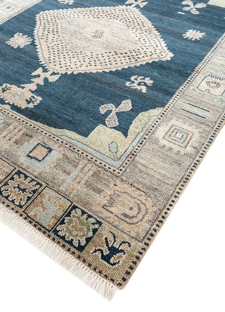 thyme blue wool Hand Knotted Rug - FloorShot